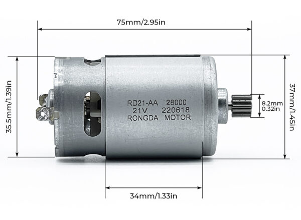 550 DC Μοτέρ ηλεκτρικών εργαλείων 21V – με 13 δόντια - RS550 - Image 3